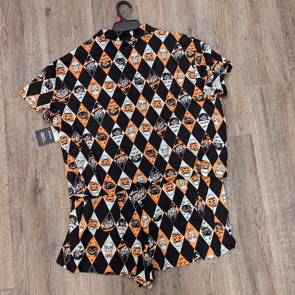 Halloween Women's Black Soot Diamond Print Shorty Pajama PJ Set 2-Piece Size 2XL - Picture 7 of 7